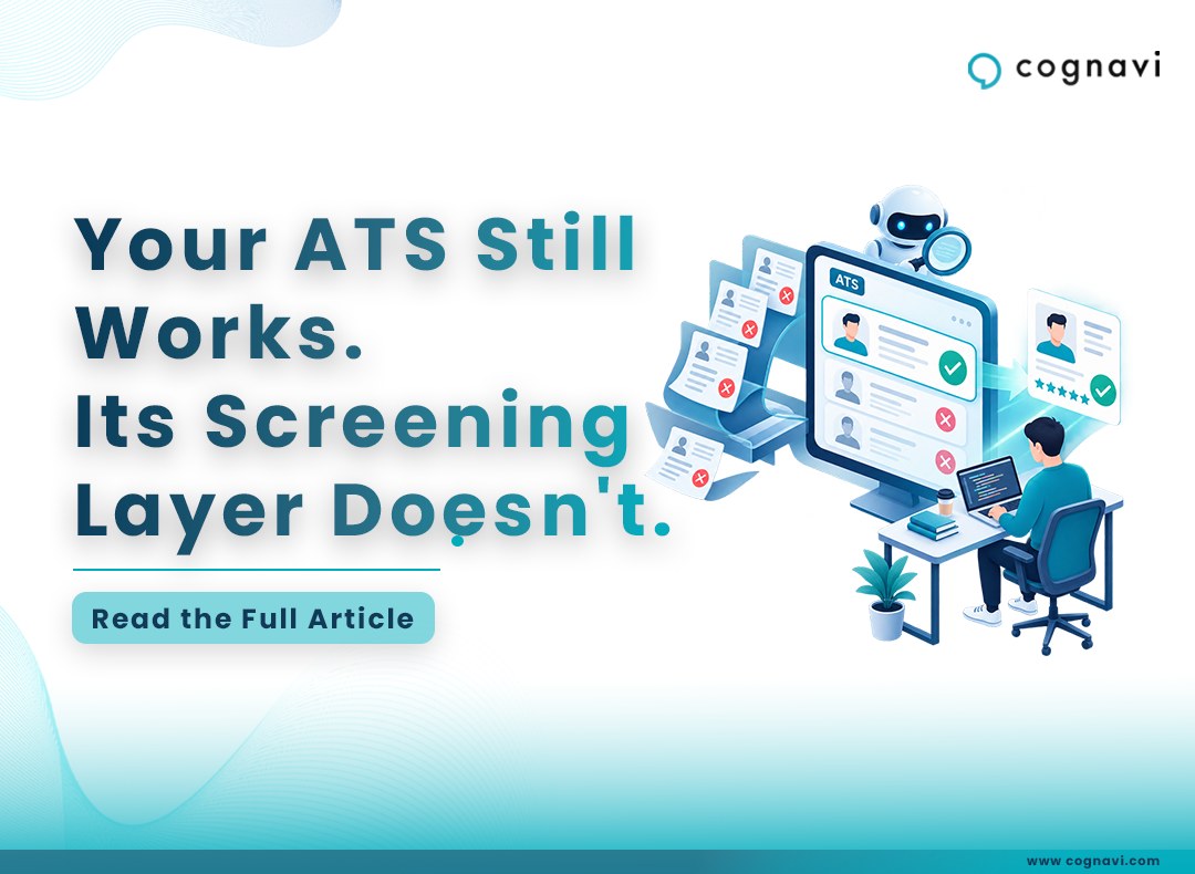 An ATS auto-rejecting stacks of resumes while a recruiter reviews candidates on a laptop